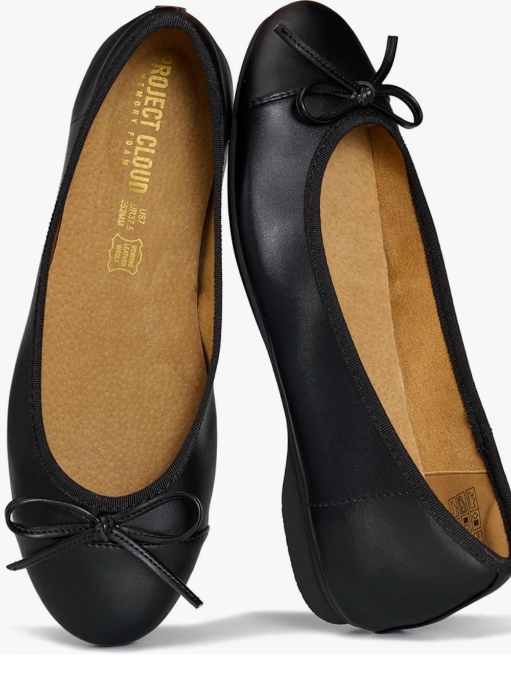 PROJECT CLOUD | Women’s Black Ballet Flats with Memory Foam